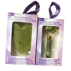 🇺🇸 🌻  Set of Mini Jade Gua Sha & Roller, NWT 🎁